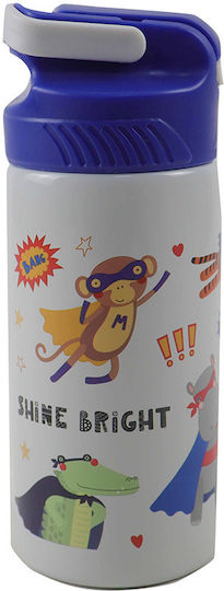 Gim Animals Kids Water Bottle Stainless Steel with Straw 500ml