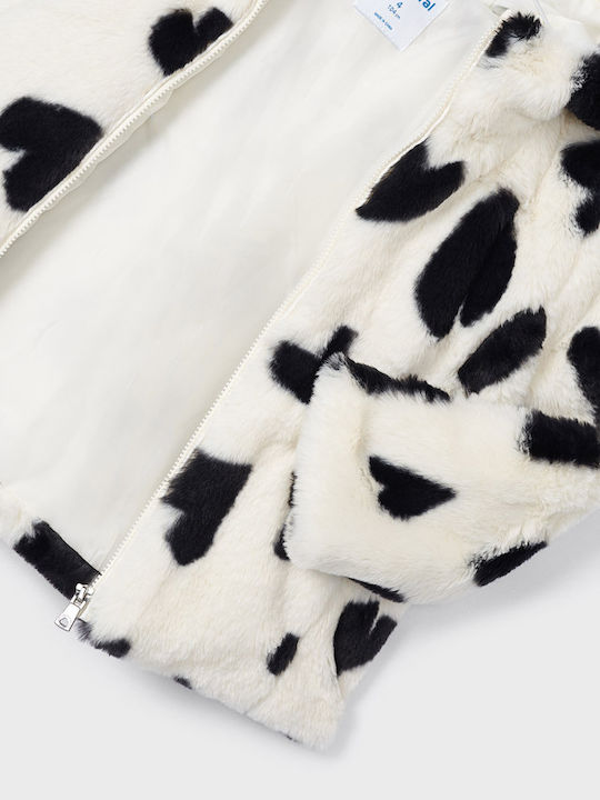 Kids' Fur Short with Hood Ecru