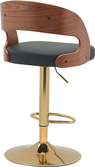Scaun de Bar cu Spătar Tapițat cu Piele Ecologică Sindri Negru/Maro 48x49x91 cm