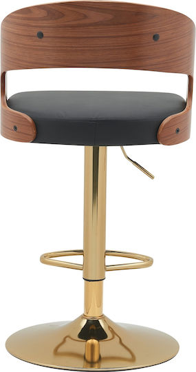 Scaun de Bar cu Spătar Tapițat cu Piele Ecologică Sindri Negru/Maro 48x49x91 cm