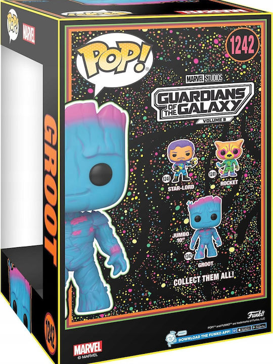 Funko Поп! Marvel: Пазители на галактиката - Groot (Черна светлина) 1242 Люлееща се глава & Супер голям размер 10"​ (25см) Специално издание