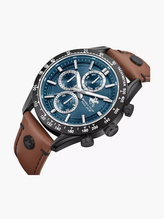 Beverly Hills Polo Club Men's Watch Battery with Brown Leather Strap
