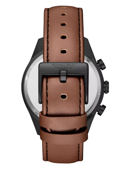 Beverly Hills Polo Club Men's Watch Battery with Brown Leather Strap
