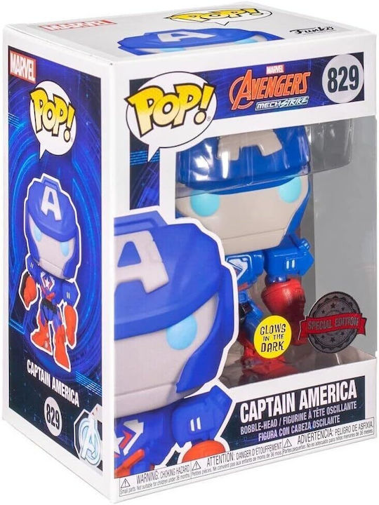 Funko Pop! Marvel: Avengers - Captain America Mech Schlag 829 Wackelkopf & Leuchtet im Dunkeln Exklusiv