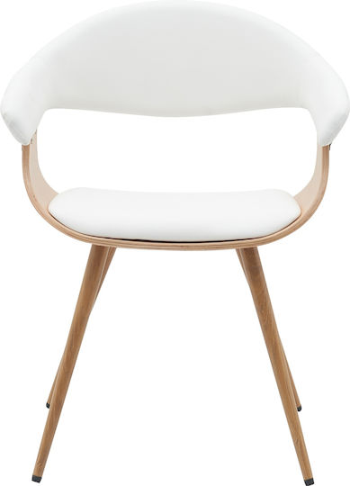 Devra Scaune Sala de mese Lemn White/Natural 1buc 55.5x53.5x77buc