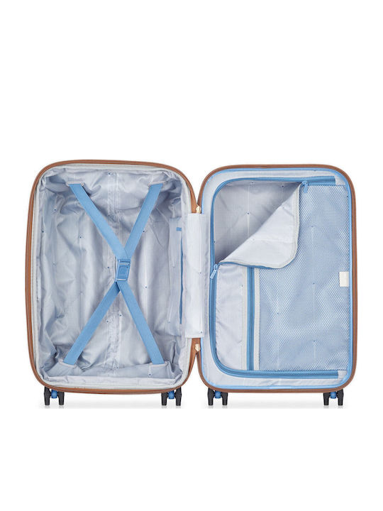 Delsey Sky Blue Hard Cabin Suitcase with 4 Wheels Height 55cm