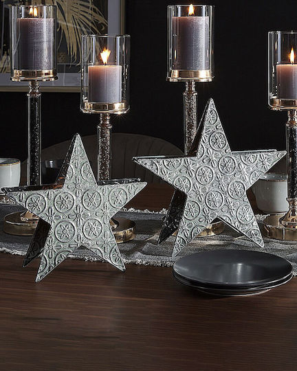Beliani Beliani Christmas Metal Candlestick Silver 2 Pieces