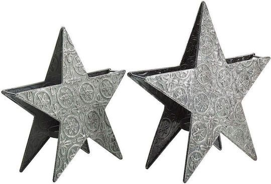 Beliani Beliani Christmas Metal Candlestick Silver 2 Pieces