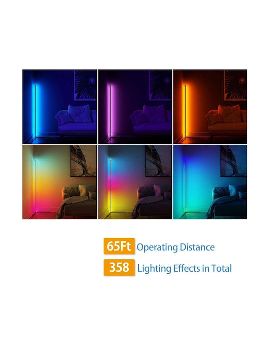 Benson LED Φωτιστικό Δαπέδου Υ140xΜ50εκ. με RGB Φως Μαύρο