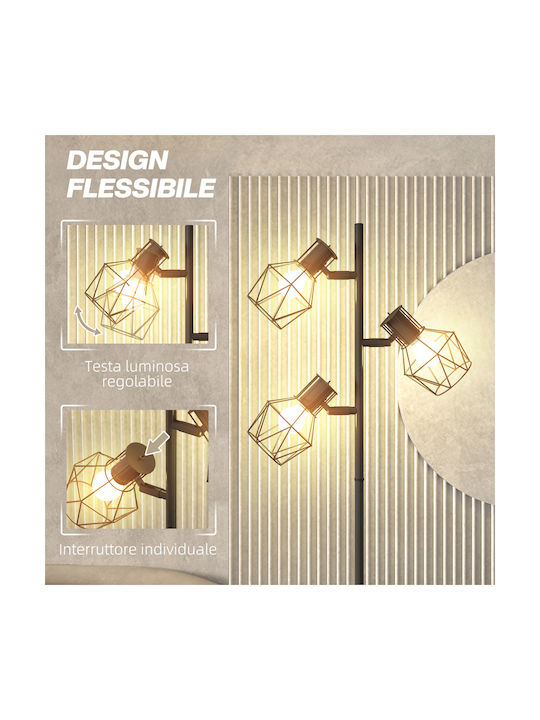 HomCom Floor Lamp H169xW41cm. with Socket for Bulb E27 Black