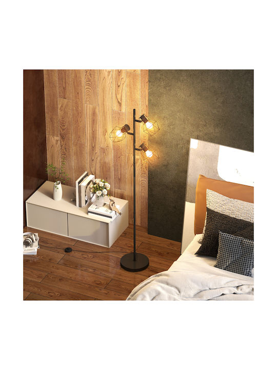 HomCom Floor Lamp H169xW41cm. with Socket for Bulb E27 Black