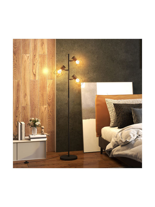 HomCom Floor Lamp H169xW41cm. with Socket for Bulb E27 Black