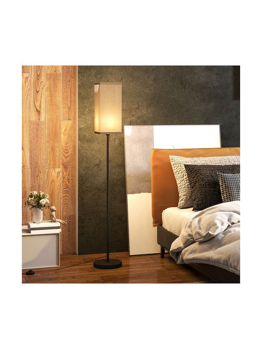 HomCom Floor Lamp H161.5xW25cm. with Socket for Bulb E27 Black