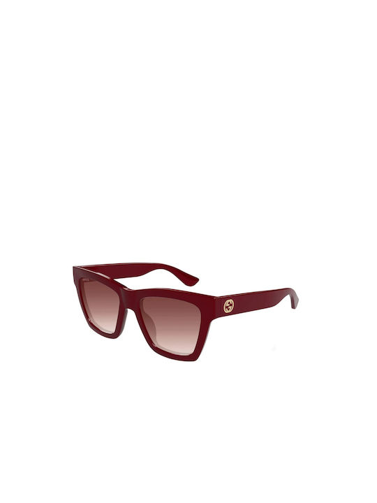 Gucci Women's Sunglasses with Burgundy Plastic Frame and Red Gradient Lens GG1714S 003