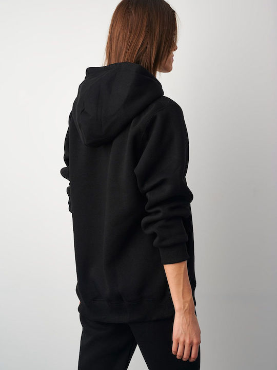 SugarFree Women's Long Hooded Fleece Cardigan BLACK