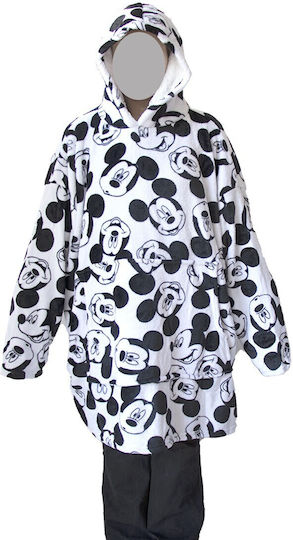 Disney Mickey Mouse Kids Blanket Hoodie Fleece Coral Sleeves Hood Aym072976 White