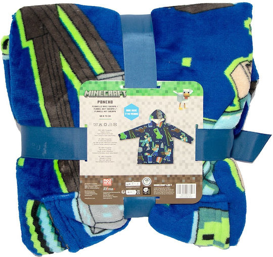 Minecraft Kids Blanket Fleece Coral Hoodie Sleeves Aym076103 Blue