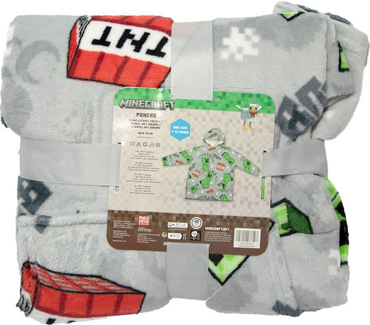 Minecraft Kids Blanket Hoodie Fleece Coral Sleeves Hood Aym076127 Gray