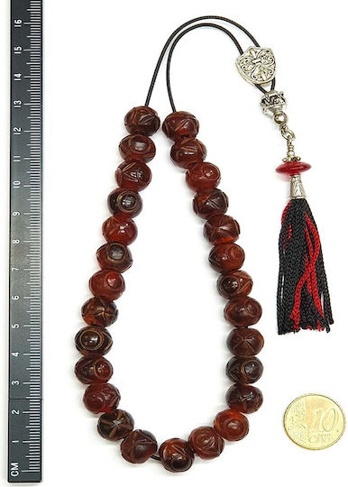Roloi Komboloi Horn Worry Beads Burgundy 30cm