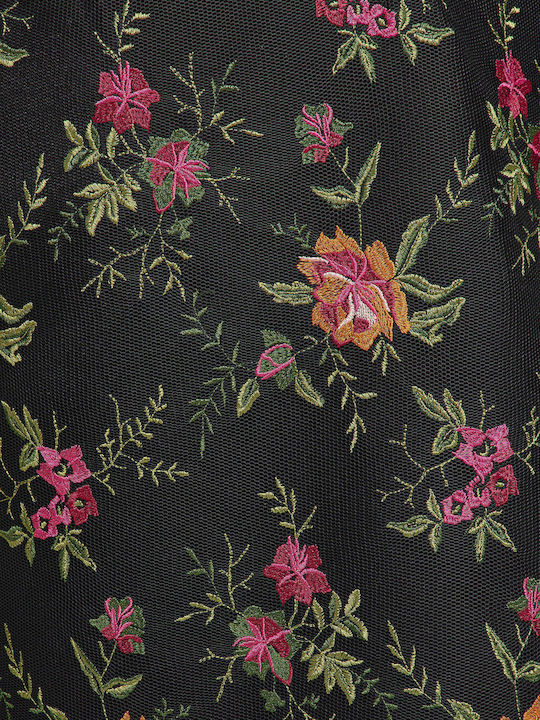 Maxi Φούστα Floral Μαύρη