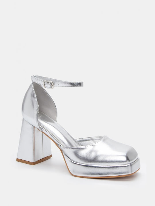 Luigi Silver Heels with Strap