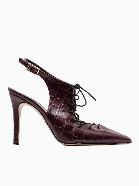 Sante Synthetic Leather Burgundy High Heels