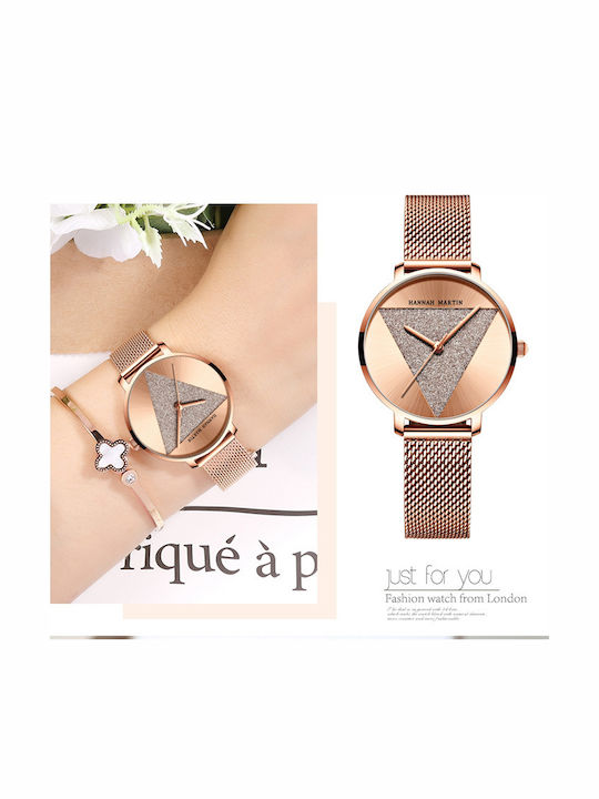 Hannah Martin Ceas de Damă cu Rose Gold Brățară Metalică