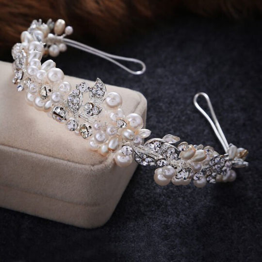 Kόσμημα Mαλλιών Xάντρες Πέρλες Ασημί Rosarina Wedding Headpiece Ba22 Hair Duty Hrd-ba22