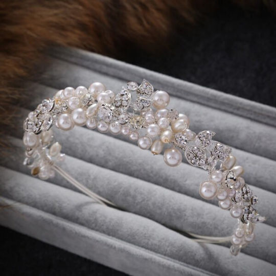 Kόσμημα Mαλλιών Xάντρες Πέρλες Ασημί Rosarina Wedding Headpiece Ba22 Hair Duty Hrd-ba22