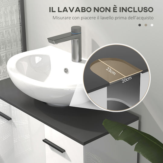 HomCom Countertop without Sink L80xW34xH60cm Glossy White