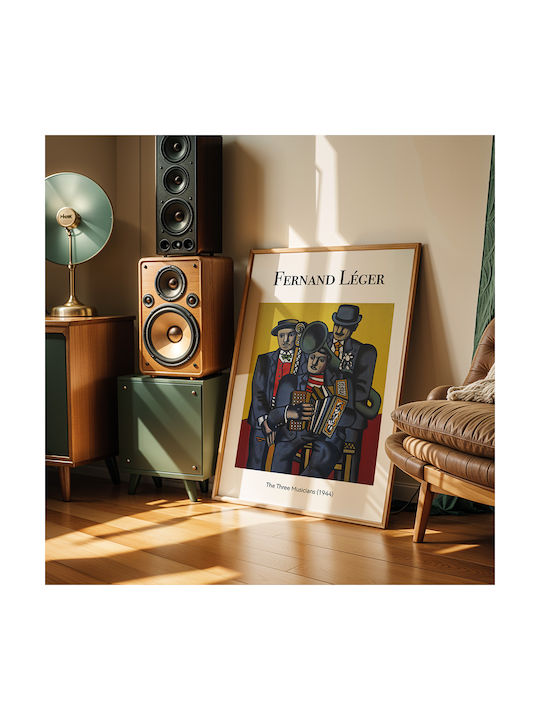 Poster Fernand Leger Trei Muzicieni Art131 60cm X 90cm Ramă din Lemn Negru
