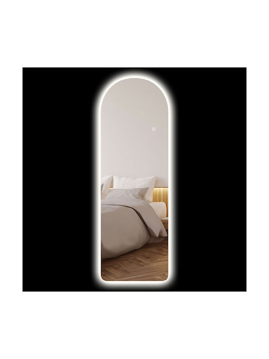 Homcom Wandspiegel Gebogen Verstellbare LED-Beleuchtung Touch-Steuerung Gehärtetes Glas 40x3x120 cm 831-891v90cr