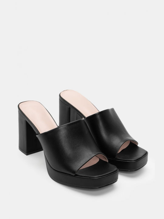 Luigi Heel Mules Black