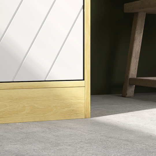 HomCom Badezimmersäule Boden H30xB24xH170cm Eiche