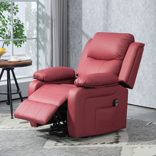 Relaxsessel mit Fußhocker aus Kunstleder Red 76x90x105cm