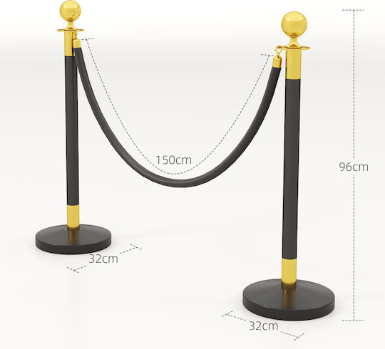 HomCom Safety Barrier Post Black 96cm E11-003V00BK