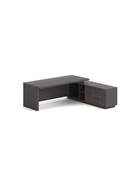 Vip Γραφείο Δεξιά Γωνία Απόχρωση Grey Walnut Εο929 R Καρυδί Γκρι Melamine 200x180x75cm 1τμχ