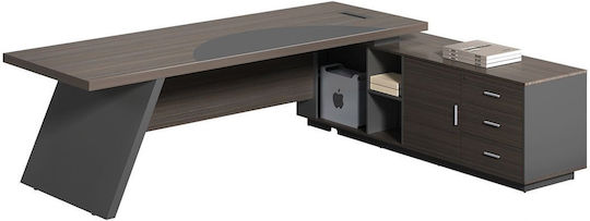 Master Γραφείο Δεξιά Γωνία Απόχρωση Grey Walnut Εο925 R Καρυδί Γκρι Melamine 180x180x75cm 1τμχ