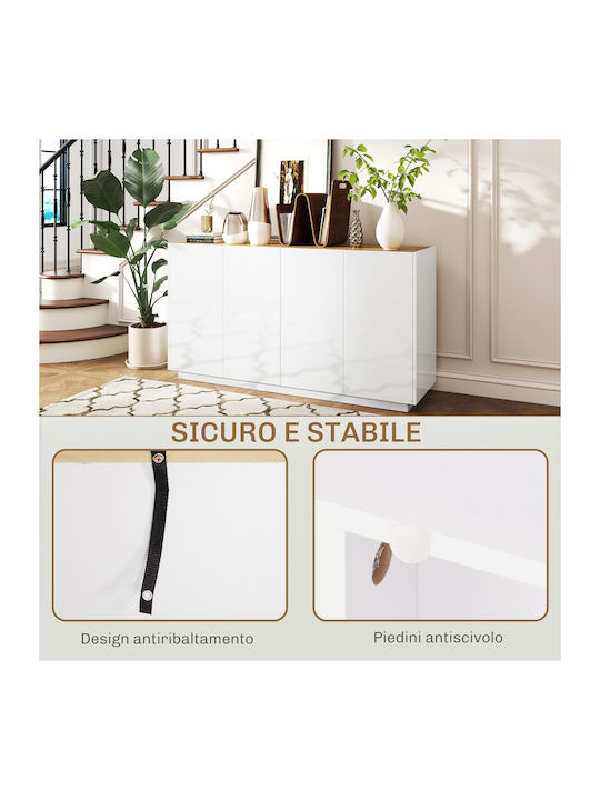 Homcom Modern Sideboard Cabinet 2 Doors Soft Close Adjustable Shelves 140x40x75cm White Glossy 83b-197v80wt