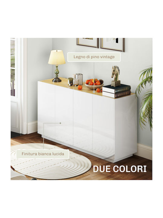 Homcom Modern Sideboard Cabinet 2 Doors Soft Close Adjustable Shelves 140x40x75cm White Glossy 83b-197v80wt