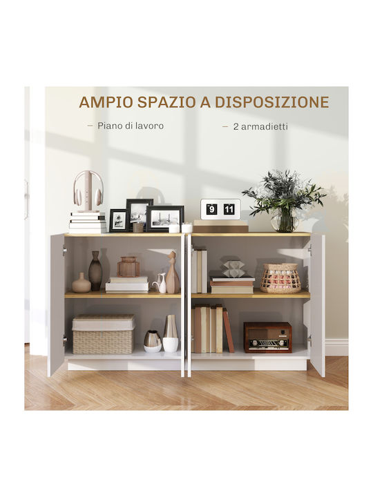 Homcom Modern Sideboard Cabinet 2 Doors Soft Close Adjustable Shelves 140x40x75cm White Glossy 83b-197v80wt