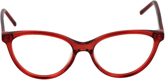 Benetton Weiblich Kunststoff Brillenrahmen Katzenauge Rot BEO109 200