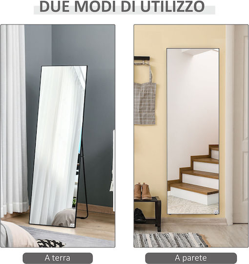 HomCom Floor Mirror with Black Metal Frame 161.5x50cm