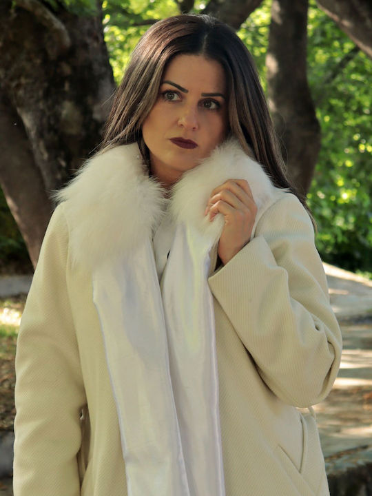 Women's Fur Scarf White