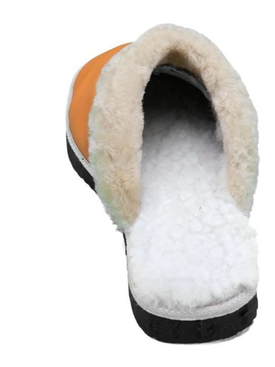 Anatomical Leather Women's Slippers Orange