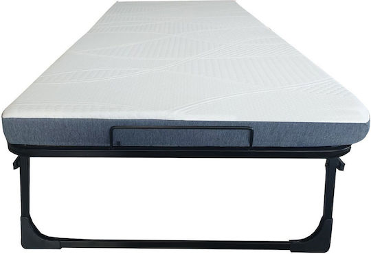 Πτυσσόμενο Ράντζο με Στρώμα 7cm Μονό Γκρι 190x80x40εκ.