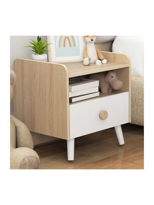 Wooden Kids Bedside Table White 40x32.5x40cm