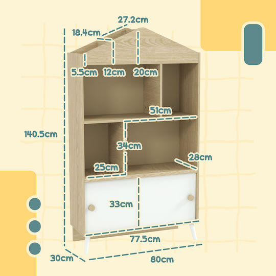Bücherregal Boden Weiß 80x30x140.5cm