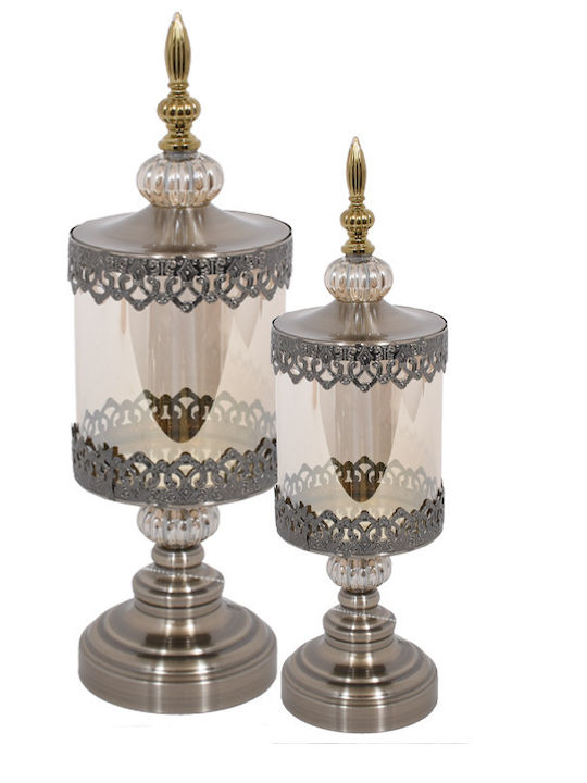 Glass Candle Holder Fylliana with Bronze Lid 45cm