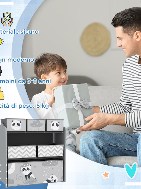 Zonekiz Sistem de Depozitare Jucării din Lemn Gri 63x30x66cm 1buc